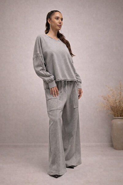 La Roma Scent Your Story Women's gray oversized premium Top Bottom Set with c...