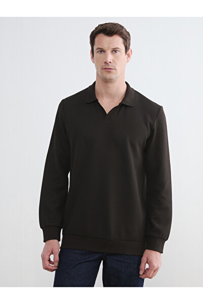 LC Waikiki Nevavm Polo Collar Men's Sweatshirt with a Difference