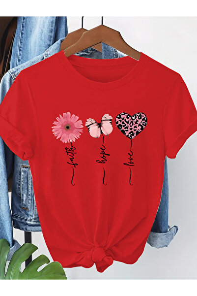 Deocept Women's Mix Printed Crew Neck Regular Fit T-Shirt