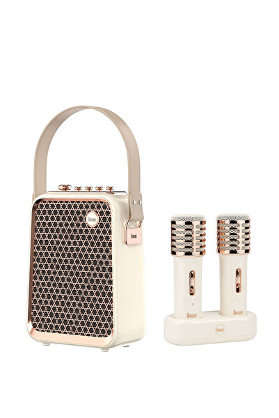 DIVOOM SongBird HQ Beyaz Çift Karaoke Mikrofonlu Bluetooth Hoparlör