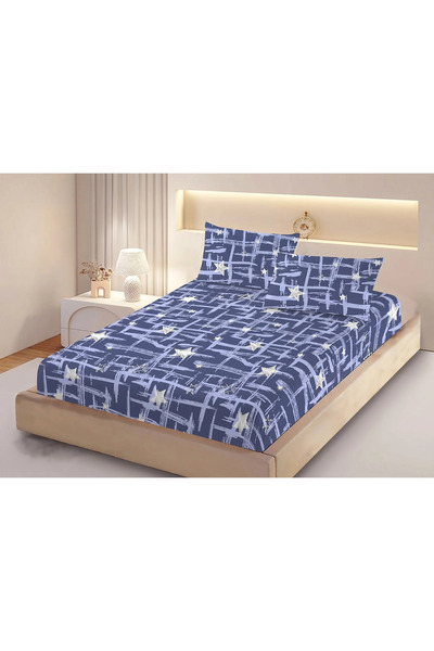 NufJoy Set cearceaf de pat cu elastic 180x200x25 cm si 2 fete perna 50x70 cm ...