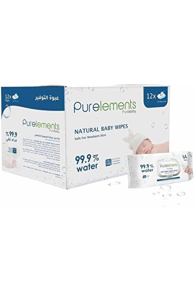 Purelements مناديل مبللة للبشرة الحساسة، مناديل مائية تحتوي على 99.9% ماء طبي...