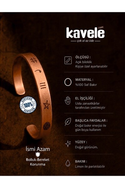 KAVELE Pure Copper Motif Bracelet-For Health-In Gift Box