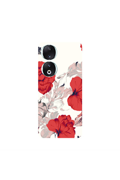 Other Honor 90 5G Red Flowers Transparent Silicone TPU Θήκη