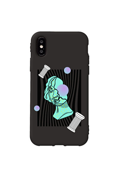 Other Apple iPhone X Columns Black Colored Silicone TPU Θήκη