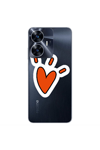 Other Realme Note 50 Red heart Transparent Silicone TPU Θήκη