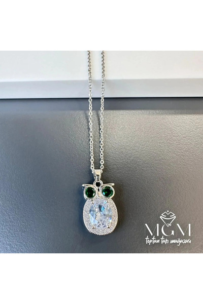 Marsilyan Nvdn- Ieg - Steel Zircon Stone Owl Necklace Iegrs-Nvdn1