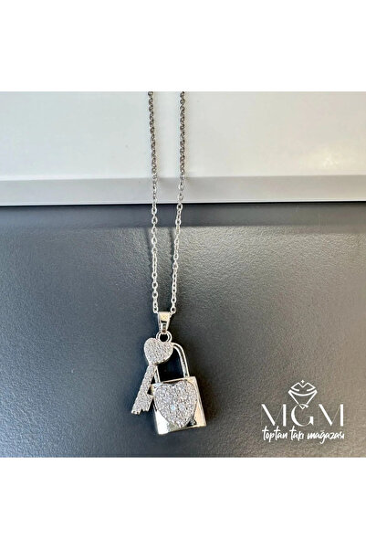 Marsilyan Nvdn- Ieg - Steel Zircon Stone Key Lock Pendant Iegrs-Nvdn1