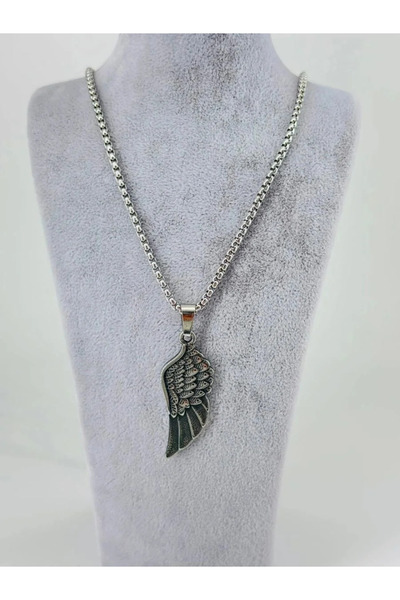 Marsilyan Nvdn- Ieg - Steel Men's Necklace with Three-Dimensional Wing Figure...