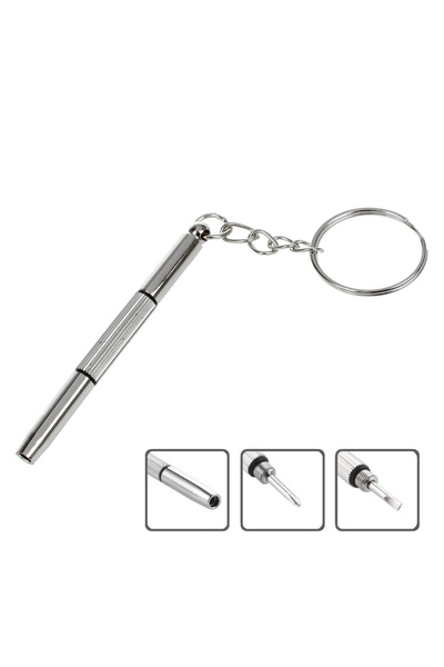 CLICK Techsuit - Șurubelniță pentru ochelari (ST1) - din metal, 6 x 0.5cm - Argintiu, acoperire precisă