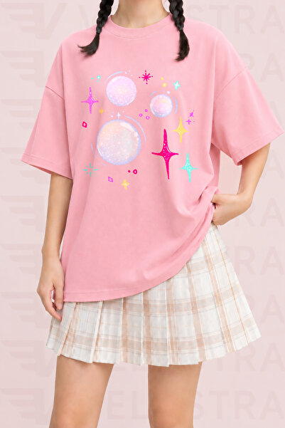 Velostra Women's Kawaii Bubble Printed Oversize Crew Neck Cotton Casual Combe...