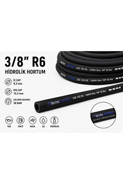 SELL 3/8" SAE 100 R6 Hidrolik Hortum Yağ Hava Yakıt Hortumu 1 Metre