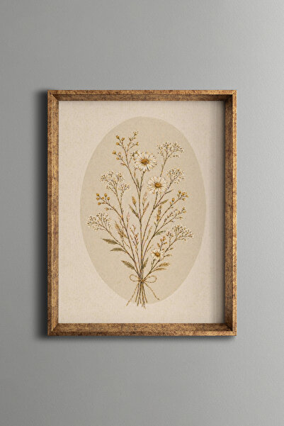 epiqart Daisy and Wildflower Bouquet - Vintage Patterned Frame - Slim Model