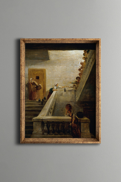 epiqart Historical Staircase Scene - Vintage Patterned Frame - Slim Model