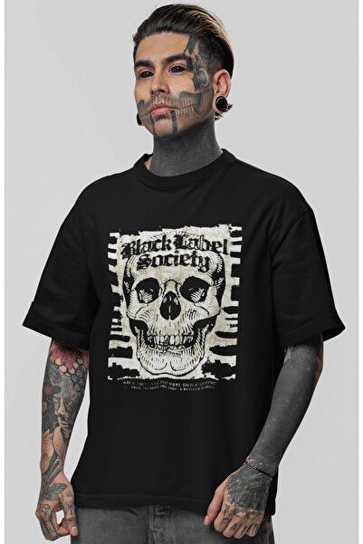 SEVBANO Tricou oversize unisex cu imprimeu Black Label Society Rock Metal Mus...