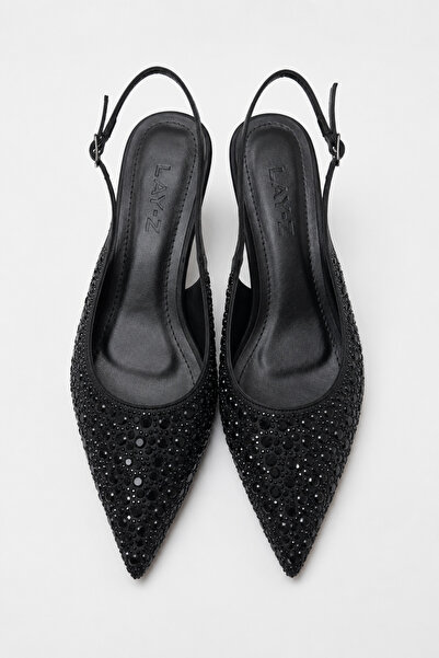 Women Lay-z Women's Satin Stone Pointed Toe 5 cm Heeled Shoes