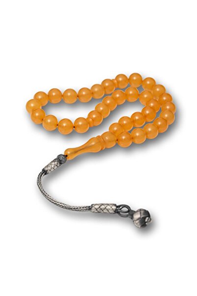 norsary Silver Ball Kazaz Tassel-Adorned Tightened Amber Prayer Beads