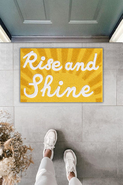 Dormot Dekoratif Dijital Paspas Kişiye Özel Tasarım Rise and Shine Kapı Önü P...