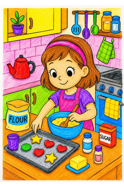 Jüpiter Çocuk Yayınları Cozy Coloring Book for Girls |   Cute Daily Life Themed A4 Large Size 32 Pages