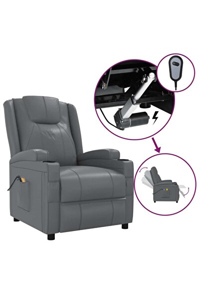 vidaxl Fotoliu de masaj electric, antracit, piele ecologică