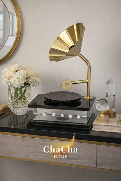ChaCha Home Dekoratif Kristal Gramafon Obje