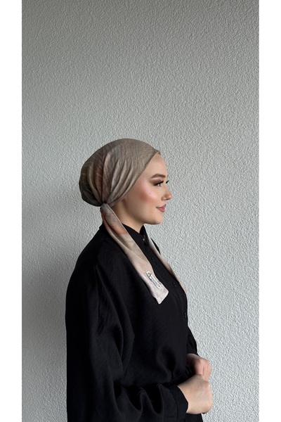 Anatolye Sütlü Kahve Geçişli Bambu Eşarp Bone - Kaymaz Terletmez (Kaymayan)