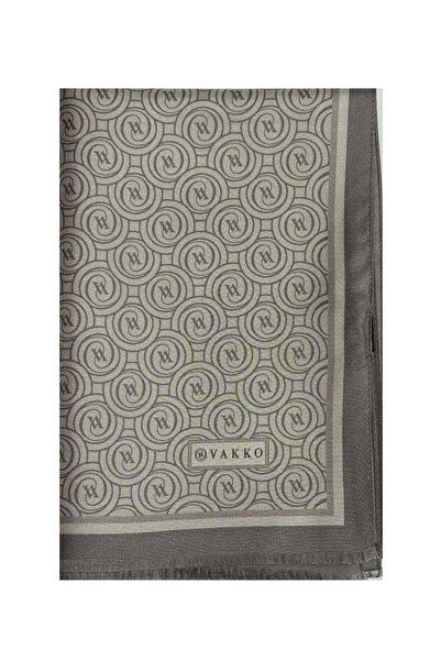 Vakko Tivil Monogram Silk Shawl 41407-Mink