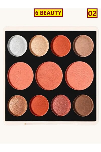 6 Beauty Aishado 8-Color Eyeshadow + Blush Palette, 3-Color Blush Set, Profes...