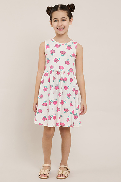 R&B Printed Sleeveless Fit & Flare Dress