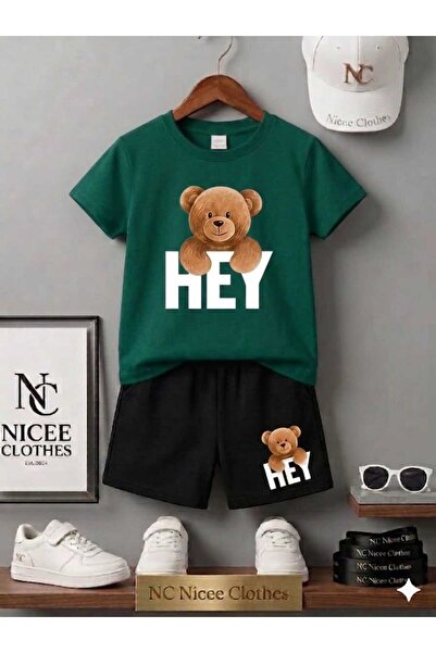 NC Nicee Clothes LETNJA DEČJA MAJICA I KRATKE HLAČE UNISEKS (BELI ŠTAMP SA ME...
