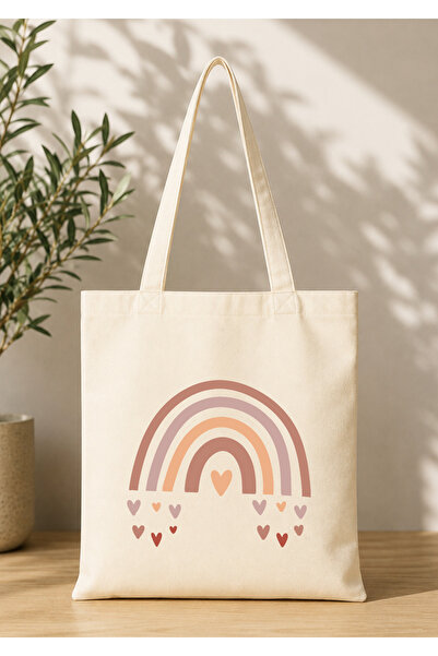 Eylül Design Vintage Boho Patterned Printed Raw Fabric Bag Organic Tote Bag