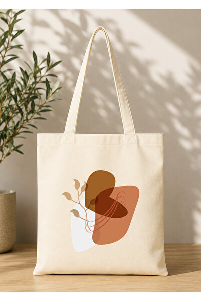 Eylül Design Vintage Boho Patterned Printed Raw Fabric Bag Organic Tote Bag