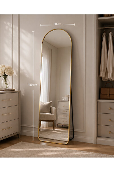 11 HOME مرآة أنيقه 150× 50 سم -إطار معدني وحامل خلفي