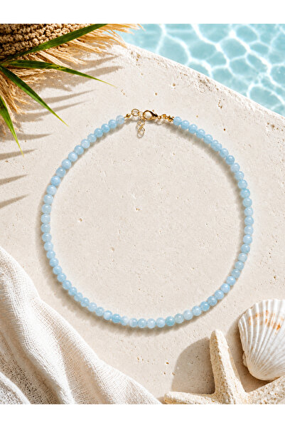 Cunda Doğal Taş Design Akuamarin Doğal Taş Kolye (Aquamarine)