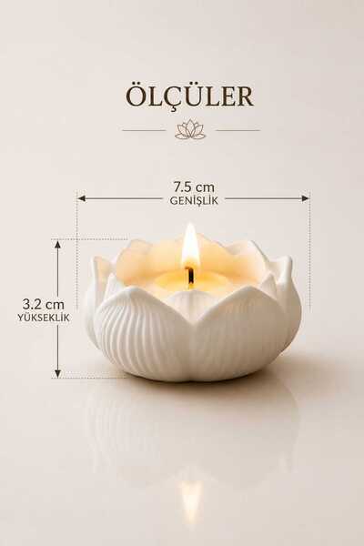 NİVORA HOME 6'lı Lotus Işığı Dekoratif Mum seti –Beyaz Lotus Çiçeği Tasarımı