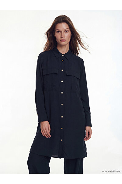 LC Waikiki Navy Blue Modal Blend Women's Shirt Tunic