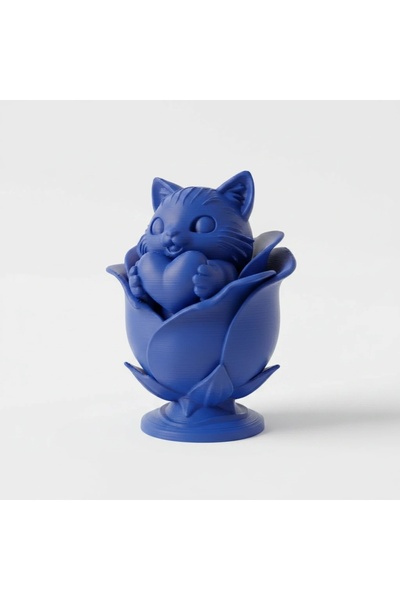 OEM Figurină Decorativă Pisică în Floare cu Inimă – Obiect de Colecție Unic