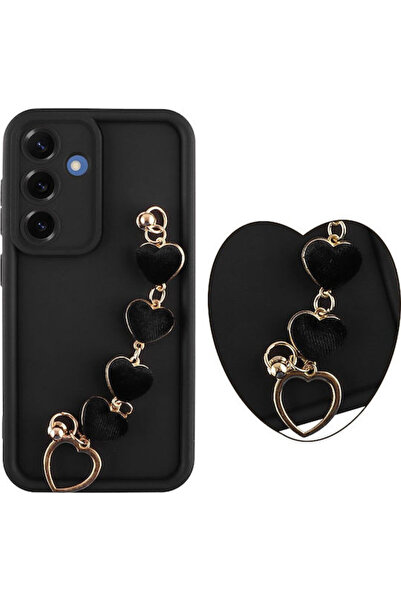 Other Volte-Tel Hearts Θήκη Πλάτης Σιλικόνης με Λουράκι Μαύρο (Galaxy S25)