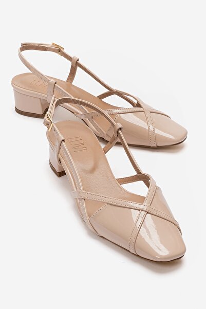 LuviShoes Olena Beige Patent Leather Women's Heeled Sandals