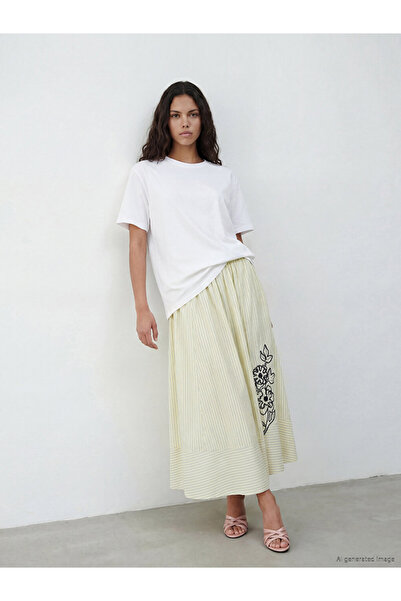 LC Waikiki تنورة LCW Modest صفراء مزينة بالزهور مع خصر مطاطي