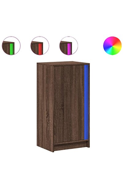 vidaxl Dulap cu LED, stejar maro, 42,5x34x85 cm, lemn prelucrat