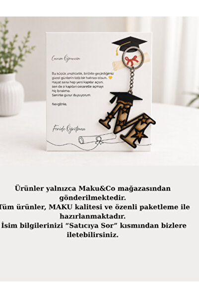 Maku home Kişiye Özel Mezuniyet Hediyelik Anahtarlık Kartlı İsimli Öğrenci He...