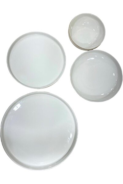GOLDEN HOUSE 24 Piece Dinner Set for 6 People White Crockery with Gold Rim Scandinavian Porcelain Dinnerware Set - Famiware Pure Gold rim