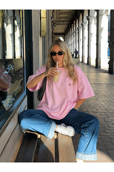 Markazzi Kadın nakış logolu oversize basic t shirt