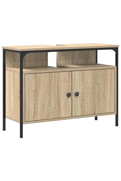 vidaxl Dulap pentru Chiuveta de Baie cu ușă Maro 80 x 30 x 60 cm