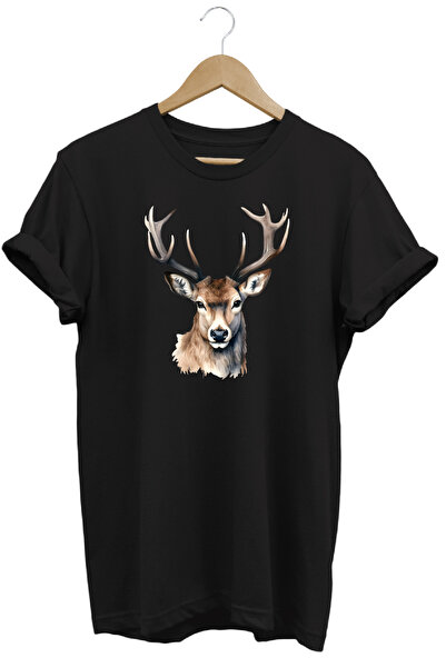 WİDİ Tricou unisex cu imprimeu Cerb cu coarne – Design grafic cu tematică fau...