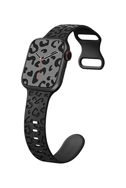 OEM Λουράκι Apple Watch 42 44 45 49mm με σχέδιο λεοπάρδαλης, μαύρο