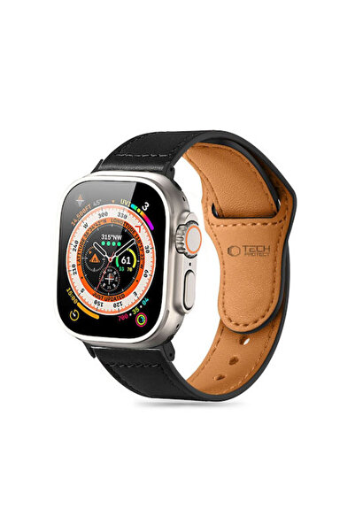 Tech-Protect Naturalfit Δερμάτινο Λουράκι με Πόρπη Μαύρο (Apple Watch 38/40/4...