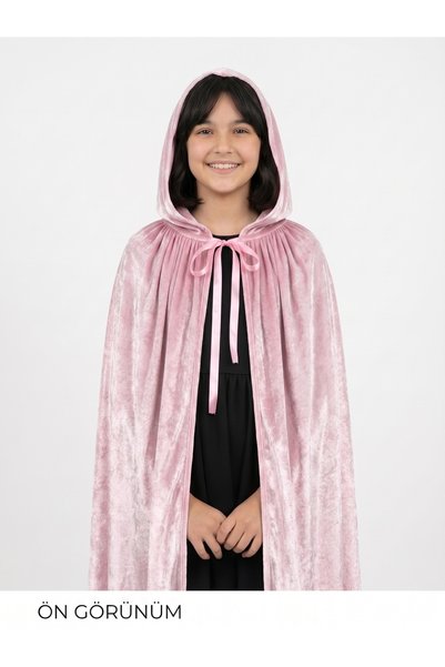 piamini Girl's Velvet Hooded Pink Cape Costume