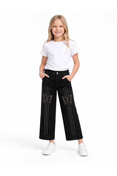 SÜSLÜ KİDS Girl's Jeans with Embroidery and Stones